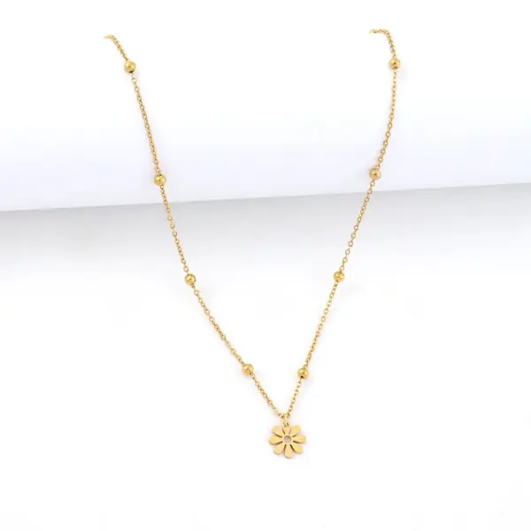 Wholesale PVD Coated Real Gold Plated Flower 201 Stainless Steel 304 Simple Style Classic Waterproof Non Tarnish Pendant Necklace