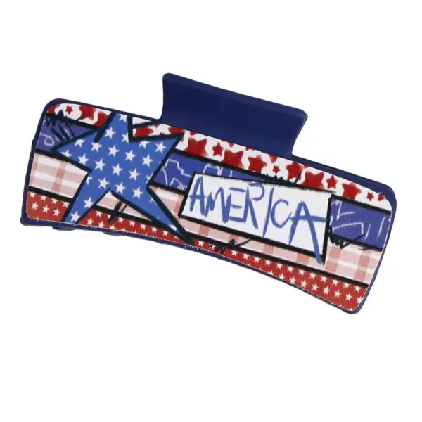Wholesale Gold And Black Shark Hair Clip Independence Day American Flag Updo Hair Clip For Women