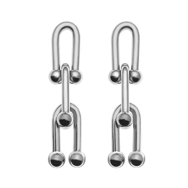 Wholesale 1 Pair Hip-Hop Geometric Polishing Titanium Steel Drop Earrings