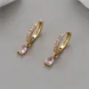 Wholesale Round Copper Earrings For Women With 14K Real Gold Plated Electroplated Finish, 925 Sterling Silver Posts, And Zircon Inlay