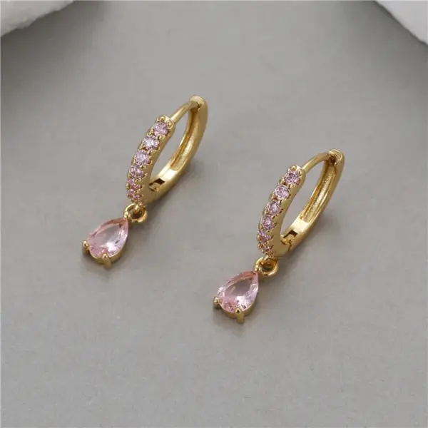 Wholesale Round Copper Earrings For Women With 14K Real Gold Plated Electroplated Finish, 925 Sterling Silver Posts, And Zircon Inlay