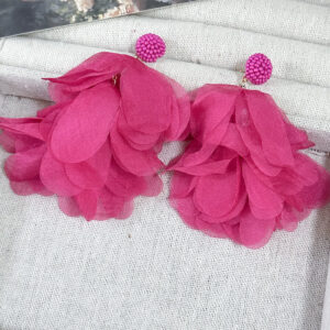 Mesh rose petal tassel earrings