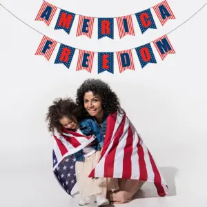 Wholesale American Independence Day Flag Decorations Festival Scene Bunting Banner Decoration Accessories Paper Home Decoration Props