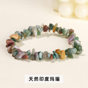 Natural Indian Agate Gravel Bracelet / 5-8mm