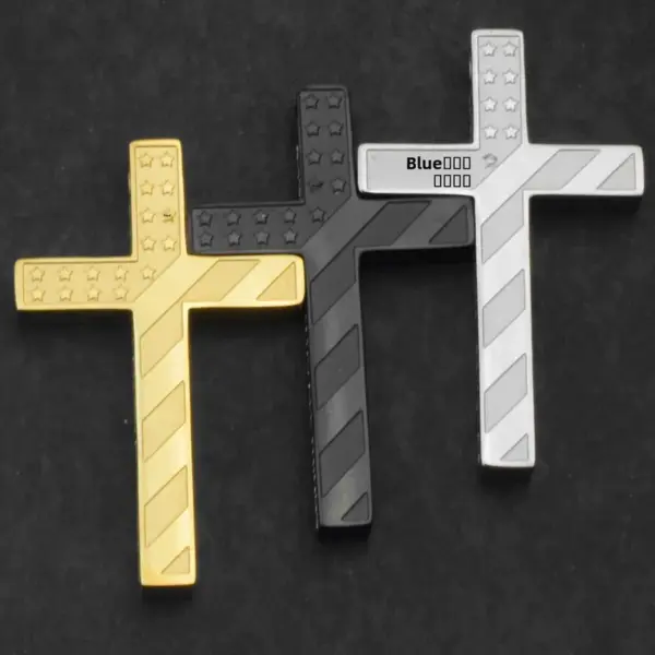 Wholesale Classic Style Cross Pendant In 304 Stainless Steel With Electroplated Finish, Steel Color