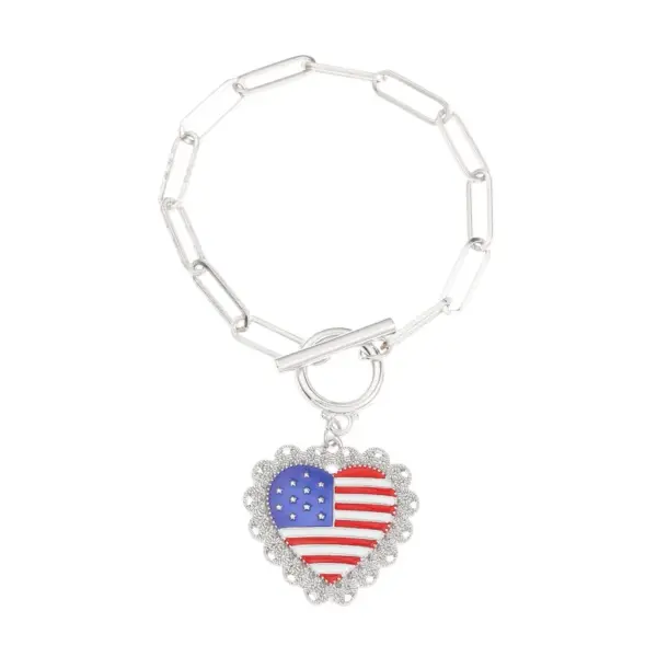 Wholesale Fashion Love Five-pointed Star Flag Pendant American Independence Day Bracelet Commemorative Patriotic Holiday Bracelet