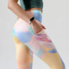 oly-39084c909ce98c0d734155736f2dd082 Wholesale: High-Waisted Butt-Lifting Yoga Leggings – "Peach & Rainbow Daisy" Print (Nude-feel fabric, with pockets, high-stretch athletic leggings)