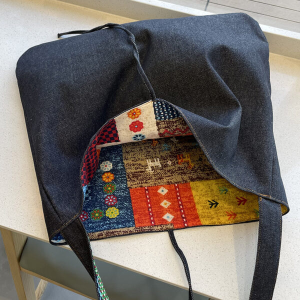 Wholesale No fading Denim! Spring and Summer Ethnic Style Patchwork Bag Shoulder Bag Large Capacity Crossbody Bag Denim Double Bread