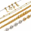 Wholesale 304 Stainless Steel Geometric PVD Coated 14K Gold Plated 18K Gold Plated Streetwear Ball Chain Bracelets
