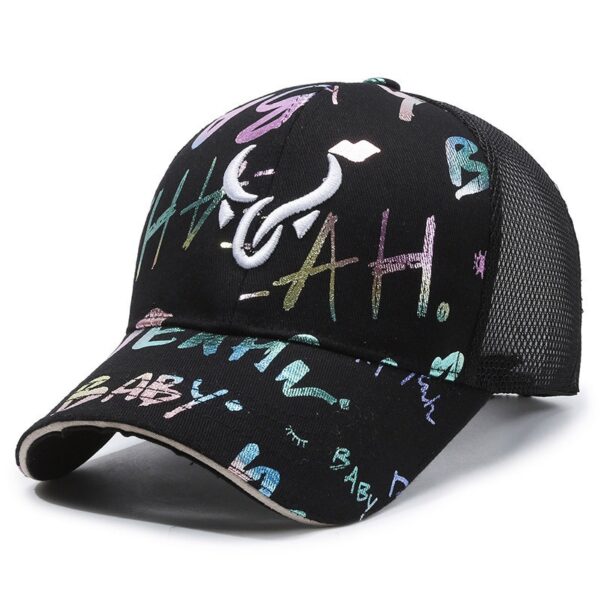 oly-39248960cccd2bbb89072bd36ae4645d Wholesale Korean Style Graffiti Embroidered Hat Breathable Baseball Hat Fashionable Casual All-match Sunscreen Hat Cap