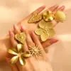 oly-394a01e4588382ff8093a7184bc90a6f Wholesale Jewelry Modern Style Classic Style Flower 304 Stainless Steel Plating Open Rings