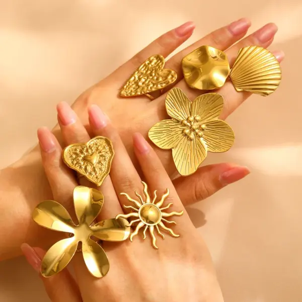 oly-394a01e4588382ff8093a7184bc90a6f Wholesale Jewelry Modern Style Classic Style Flower 304 Stainless Steel Plating Open Rings