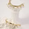 Wholesale 1 Pair Elegant Luxurious Wedding C Shape Plating Inlay Copper Artificial Pearls Zircon 18K Gold Plated Earrings