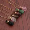 Wholesale Fashion Semi-precious Stone Flame-shaped Perfume Bottle Alloy Necklace Wholesale