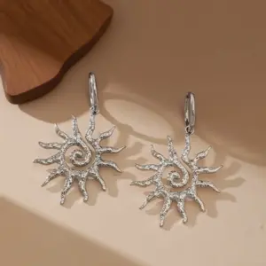 E0152-Sun-Earrings-Steel Color