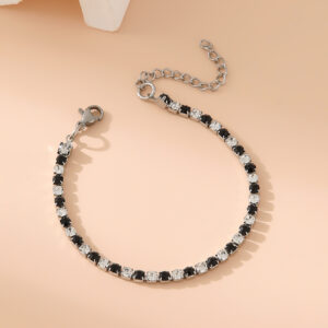 1:1 black 3mm silver bracelet
