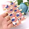 Wholesale NVENF New American Flag Enamel Hair Clip With Rhinestone Stars Heart-shaped Independence Day Women Hair Clip