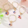 Wholesale Fashion Love Five-pointed Star Flag Pendant American Independence Day Bracelet Commemorative Patriotic Holiday Bracelet