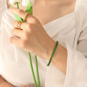 E314-Green Zircon Bracelet -17cm