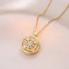 Wholesale 18K Real Gold Plated 304 Stainless Steel PVD Coated Pearl Zircon Flower Inlay Cable Chain Pendant Necklace
