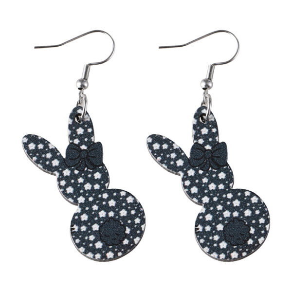 oly-399754bfa028dcf9370302768ac9afd4 Wholesale Easter Cute Flower Bow Rainbow Rabbit Pendant Earrings Wooden Double-sided Earrings Gift