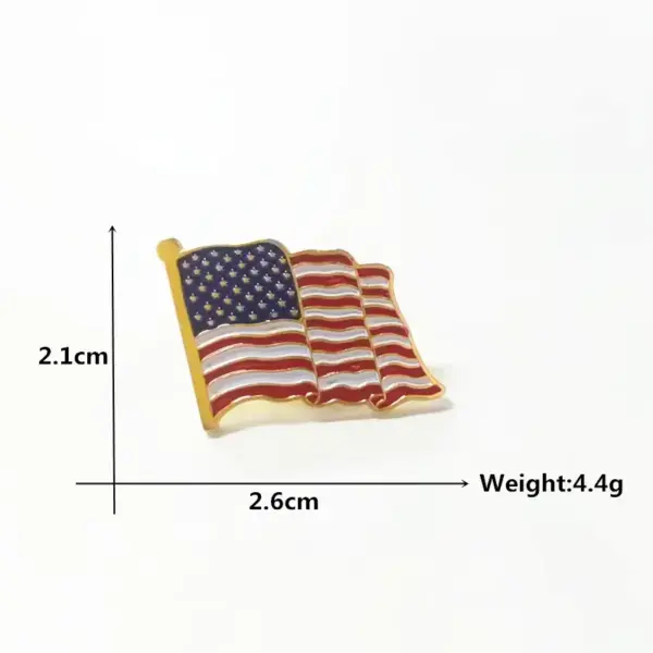 Wholesale Gold Painted American Flag Butterfly Buckle Brooch Foldable Neck Pin Zinc Alloy Patriotic Jewelry Accessories