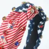 Wholesale Hot New American Flag Independence Day Headband Red White Blue Water Drill Hoop Knot Fabric Wide-brimmed Headband