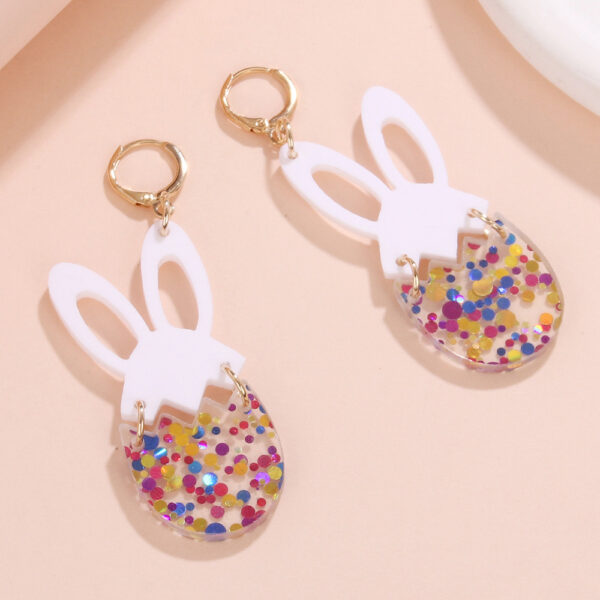 oly-399f4cb693349413628e7eaa8d994a5d Wholesale Easter Earrings Handmade Shining Egg Cute Bunny Stitching Acrylic Earrings