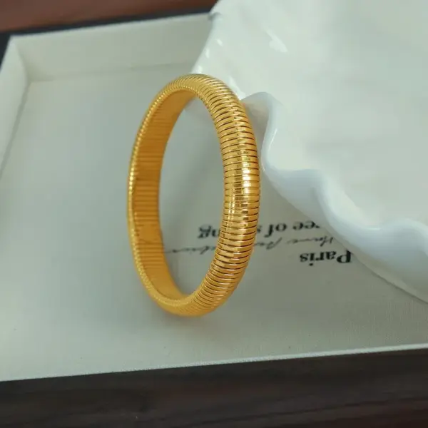 Wholesale 304 Stainless Steel Snakeskin PVD Coated 18K Real Gold Plated Hip-Hop Rock Cool Style Waterproof Non Tarnish Plating Gold Silver Wristband Bangle