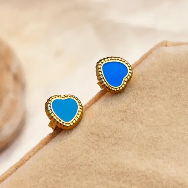 Wholesale PVD Coated Real Gold Plated 18K Gold Heart Shape 304 Stainless Steel Marine Style Simple Style Classic Style Waterproof Non Tarnish Ear Studs
