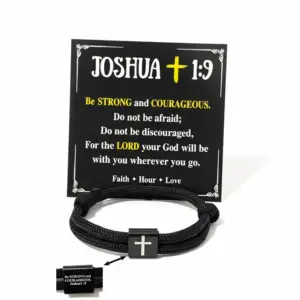 Black / Average Size / Cross American Flag Paracord a