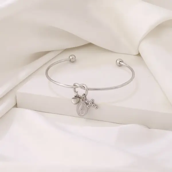 Wholesale Waterproof Non Tarnish Cross Bangle For Women In 316 Stainless Steel With 18K Real Gold PVD Coated Plating