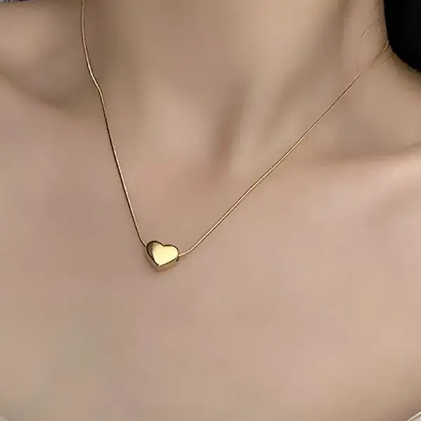 Wholesale Heart Shape Necklace For Women With 18K Real Gold Plated 304 Stainless Steel Featuring PVD Vacuum Plating And Electroplated Gold Finish