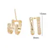 Wholesale Three-dimensional Geometric Earrings In Copper With 14K Real Gold Plating And Zircon Inlay, Featuring 925 Sterling Silver Studs