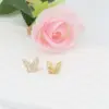 Wholesale 1 Pair Simple Style Butterfly Plating Inlay Copper Zircon 18K Gold Plated White Gold Plated Ear Studs