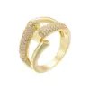Wholesale Geometric Open Rings For Women With Zircon Inlay, Copper Base Featuring 18K Real Gold Water Plating