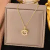 Wholesale Heart Shape Inlay Pendant Necklace For Women With 18K Gold Plated Copper And Rhinestones On Cable Chain