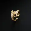 Wholesale Adjustable Size Open Moon Ring Fashion Retro Gold Surface Cute Style Geometry Pattern Copper Material Unisex Birthday Gift Daily Accessory For All Seasons