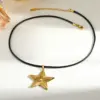 oly-39eaf1f8ba66fed941c8e2d1dc2c3b34 Wholesale Pentagram Necklace For Women With 0.03µm 18K Real Gold Plated 304 Stainless Steel Cord String, Independence Day Jewelry