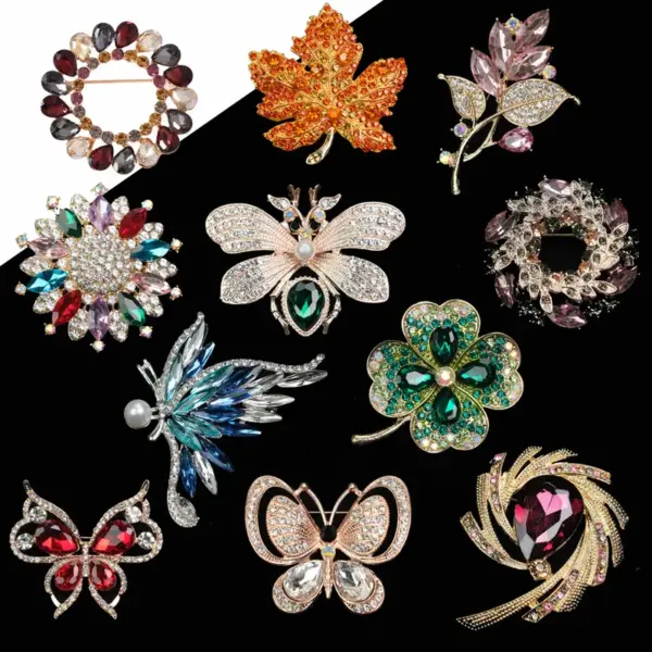 Wholesale New Fashionable Colorful Women's Brooch Pin Stylish Retro Accessory For Western Suit Anti-Light Zinc Alloy Jewelry