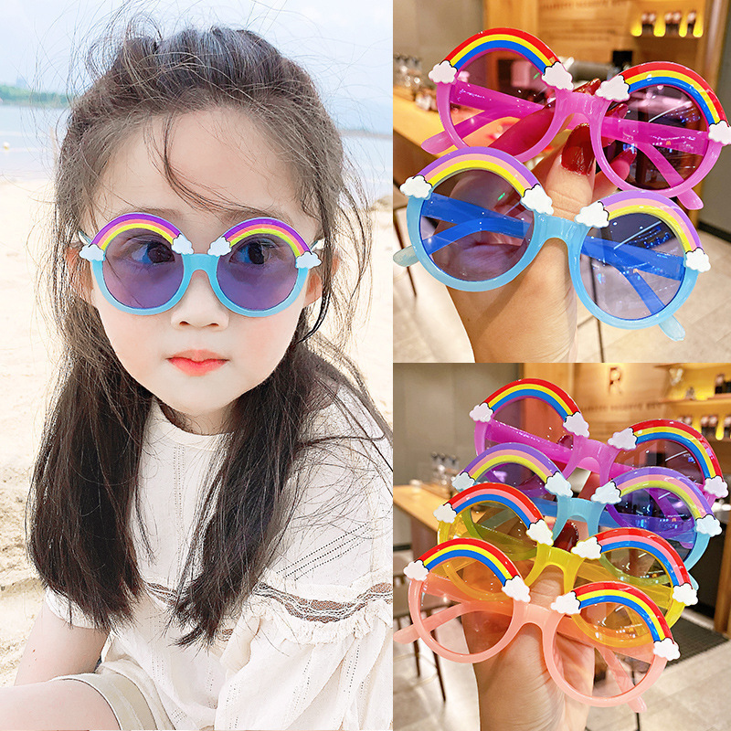 Wholesale Factory Hot Sale New Children's Sunglasses Cute Baby Cartoon Rainbow Frame Sunglasses Personalized Glasses for Boys and Girls