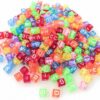 oly-3a0ffe46ad18499913a893513a1540f8 Wholesale 6*6mm square letter beads transparent white acrylic beads loose beads beaded handmade materials DIY jewelry accessories
