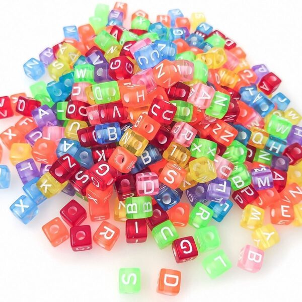 oly-3a0ffe46ad18499913a893513a1540f8 Wholesale 6*6mm square letter beads transparent white acrylic beads loose beads beaded handmade materials DIY jewelry accessories