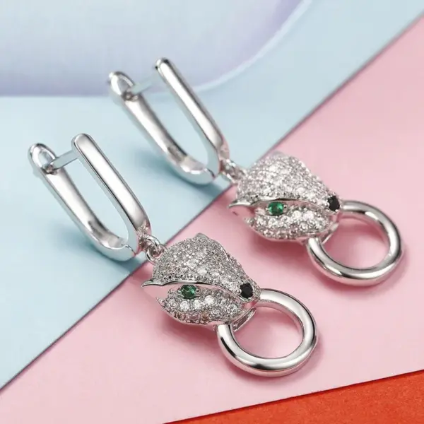 Wholesale Women’s Animal Drop Earrings With Claw Setting, White K Plated Copper Featuring Zircon Inlay And Water Plating