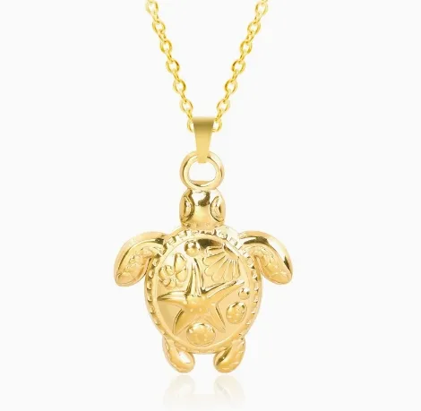 Wholesale 201 Stainless Steel Turtle Beach Modern Style Artistic Cable Chain Pendant Necklace