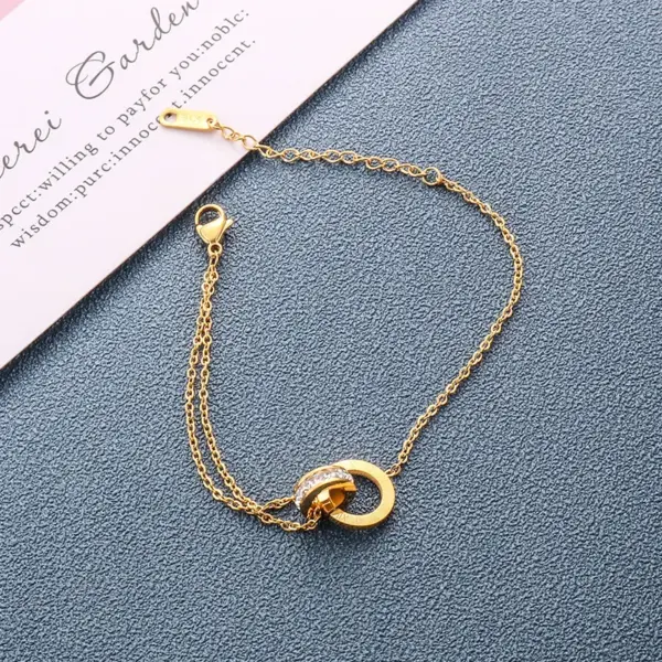 Wholesale 1 Piece Fashion Geometric Titanium Steel Plating Zircon Bracelets