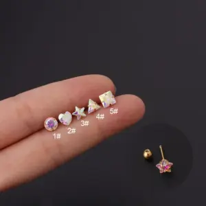 Wholesale 316L Stainless Steel Ear Cartilage Rings & Studs Geometric Waterproof Non Tarnish Surgical Steel