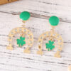 oly-3a3fb31475e4eae37fd54f414b682060 Wholesale St. parcret Festival Irish green clover tassel pendant drop oil earrings