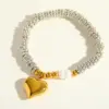 Wholesale Luxury Design 18K Gold Plated Stainless Steel Natural Pearl Heart Pendant Beaded Bracelet Elegant Romantic Fashion Jewelry