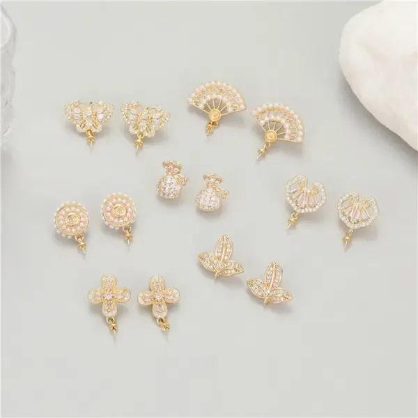 Wholesale Sector Stud Earrings For Women Featuring 925 Sterling Silver Posts With 14K Real Gold Plated Copper And Zircon Inlay